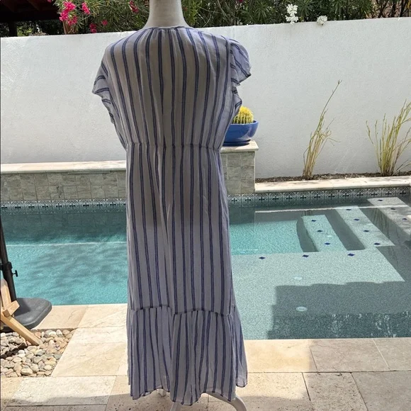 Rails Tina Villa striped dress size L. Blue & White striped Maxi Dress - Picture 3 of 13